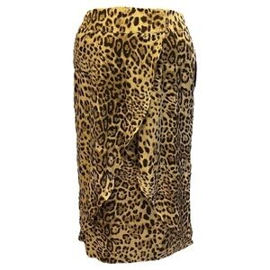 Tribal Animal Print Midi Skirt in Linen & Brown